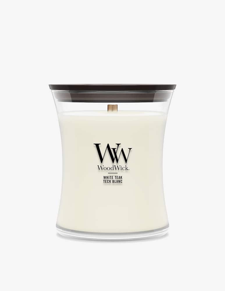 Woodwick Medium Candle White Teak - picture 1 Woodwick Medium Candle White Teak - picture 1