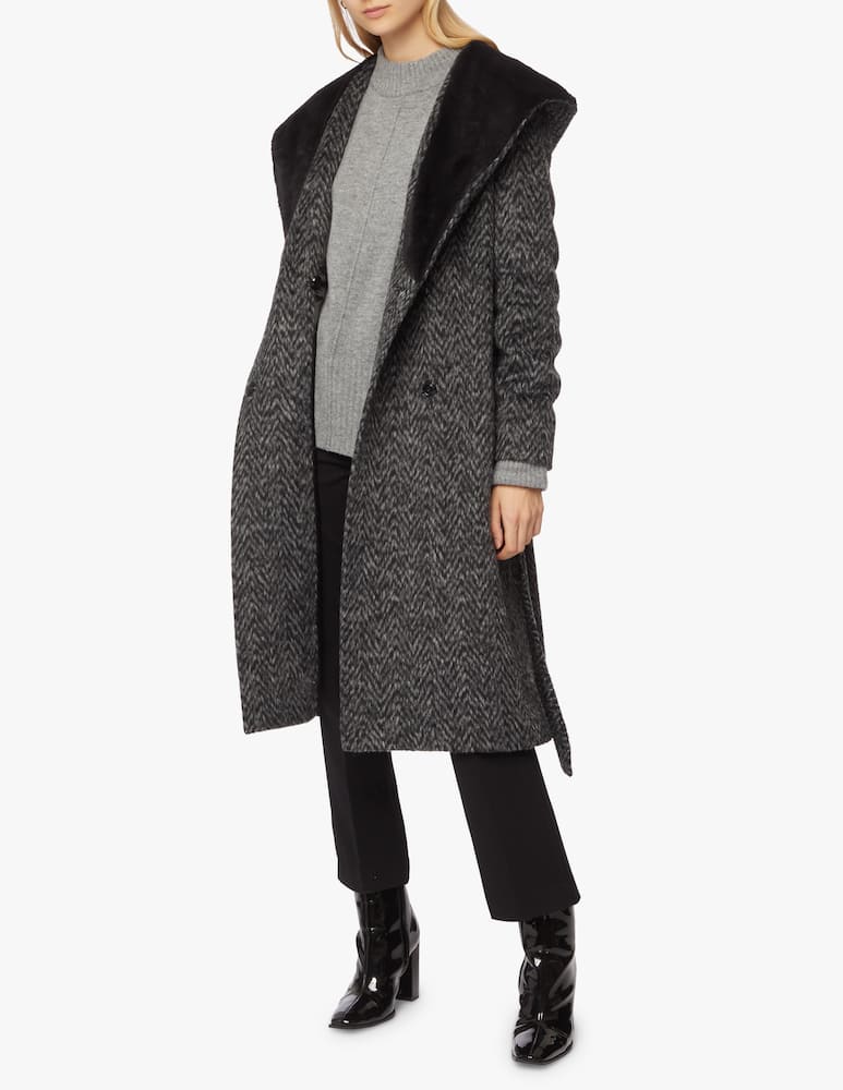 rinascente Cinzia Rocca Cappotto con cintura e cappuccio in pelliccia sintetica