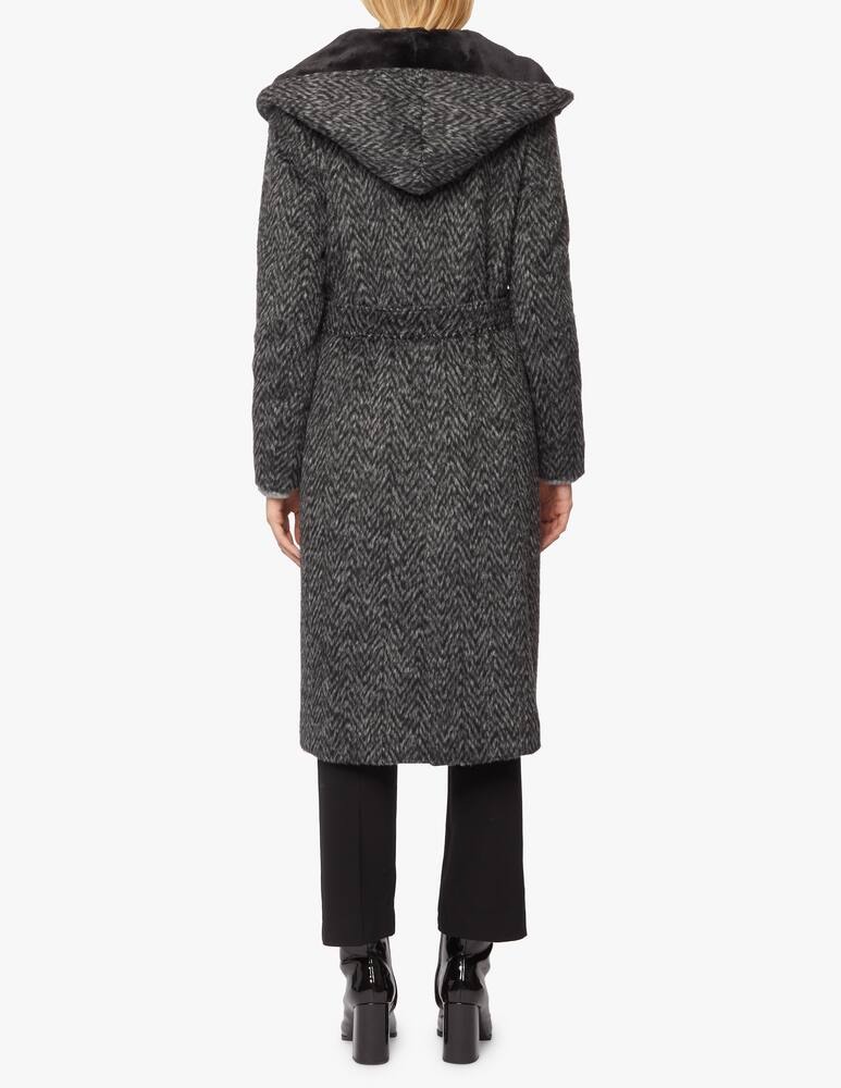 rinascente Cinzia Rocca Cappotto con cintura e cappuccio in pelliccia sintetica