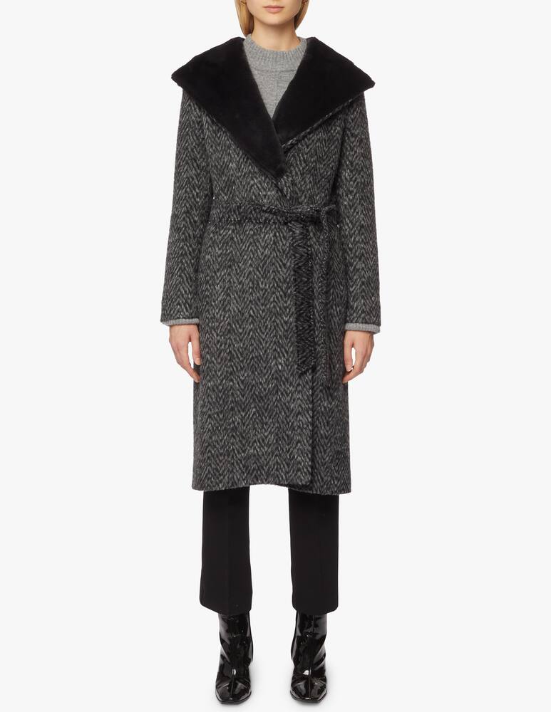 rinascente Cinzia Rocca Cappotto con cintura e cappuccio in pelliccia sintetica