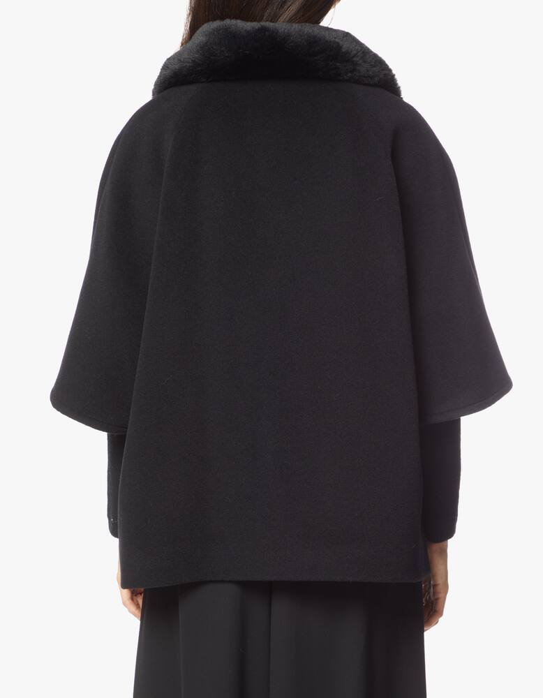 rinascente Cinzia Rocca Wool blend cape with faux fur collar