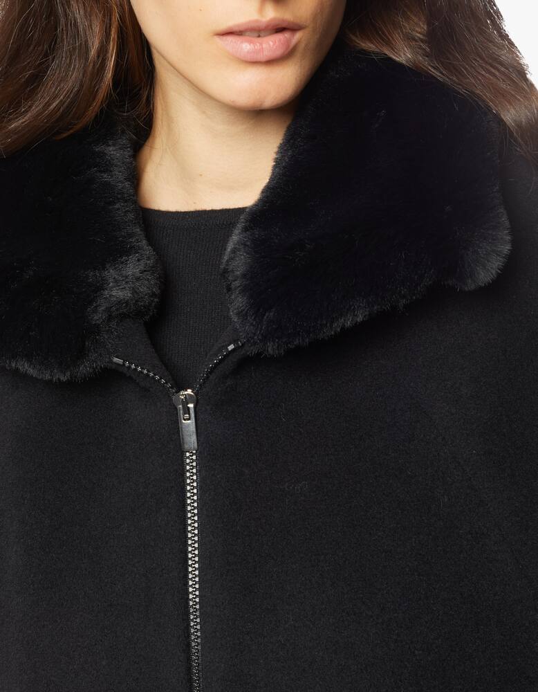 rinascente Cinzia Rocca Wool blend cape with faux fur collar