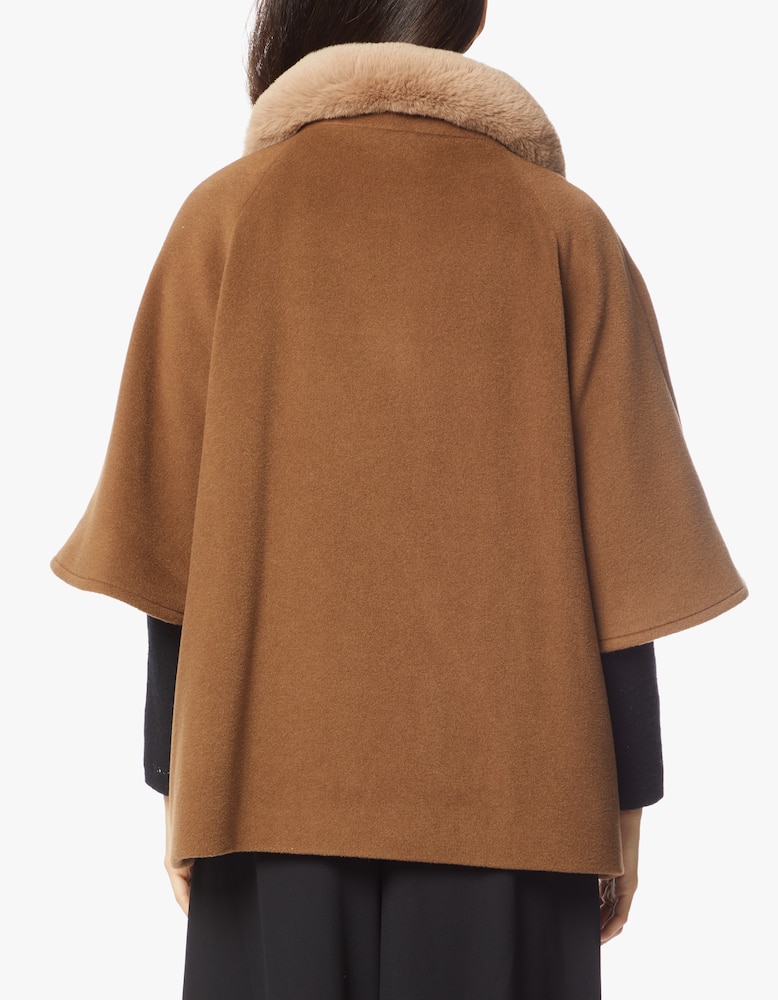 rinascente Cinzia Rocca Mantella in misto lana con collo in pelliccia sintetica