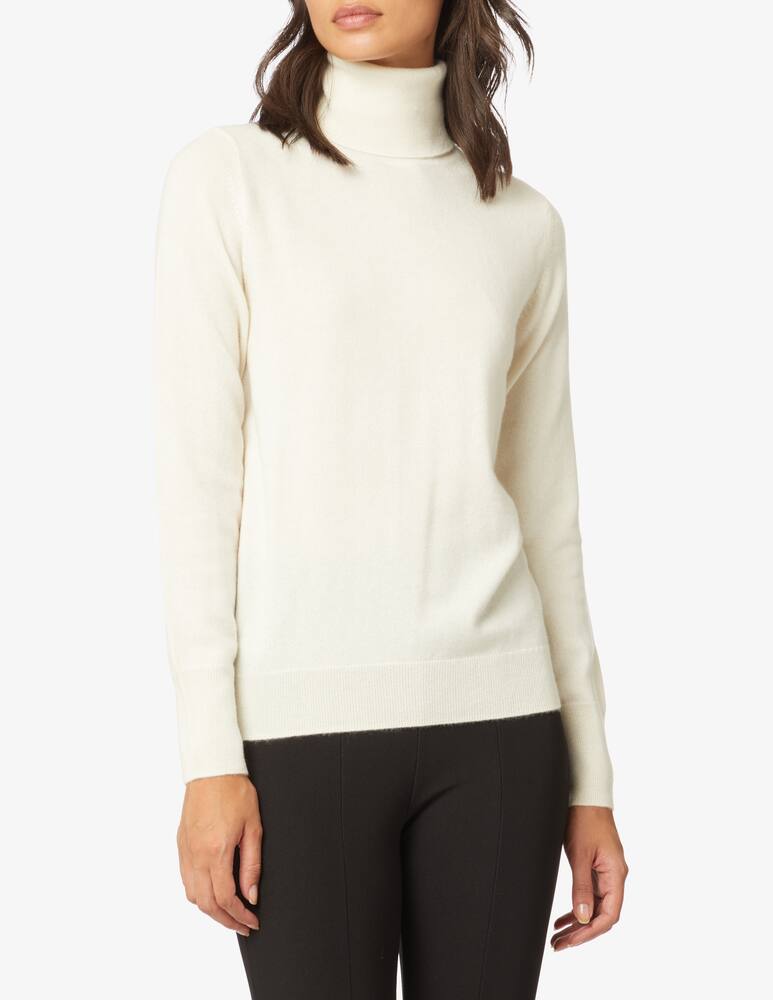 Pure Cashmere Ribbed long sleeves turtleneck - White - picture 1