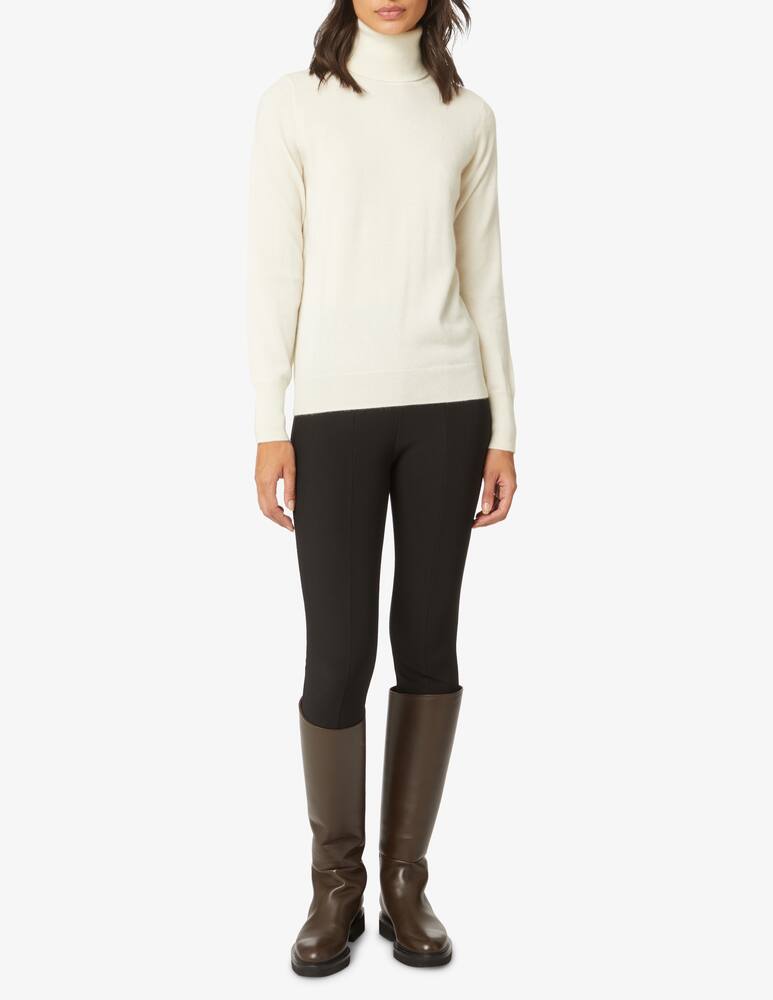 Pure Cashmere Ribbed long sleeves turtleneck - White - picture 2