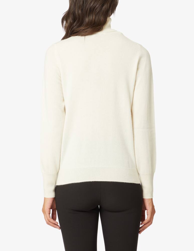 Pure Cashmere Ribbed long sleeves turtleneck - White - picture 3