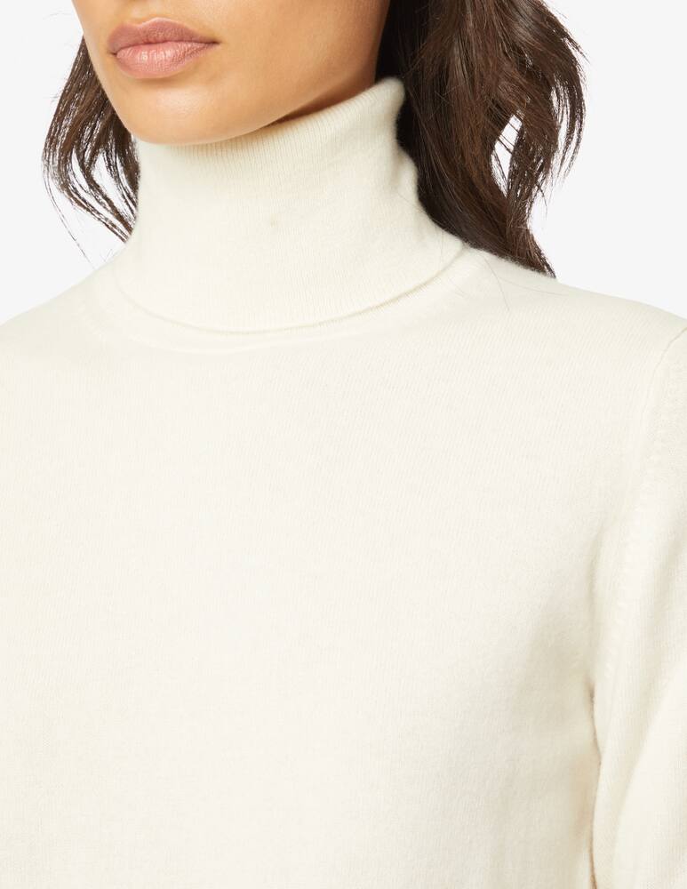 Pure Cashmere Ribbed long sleeves turtleneck - White - picture 4