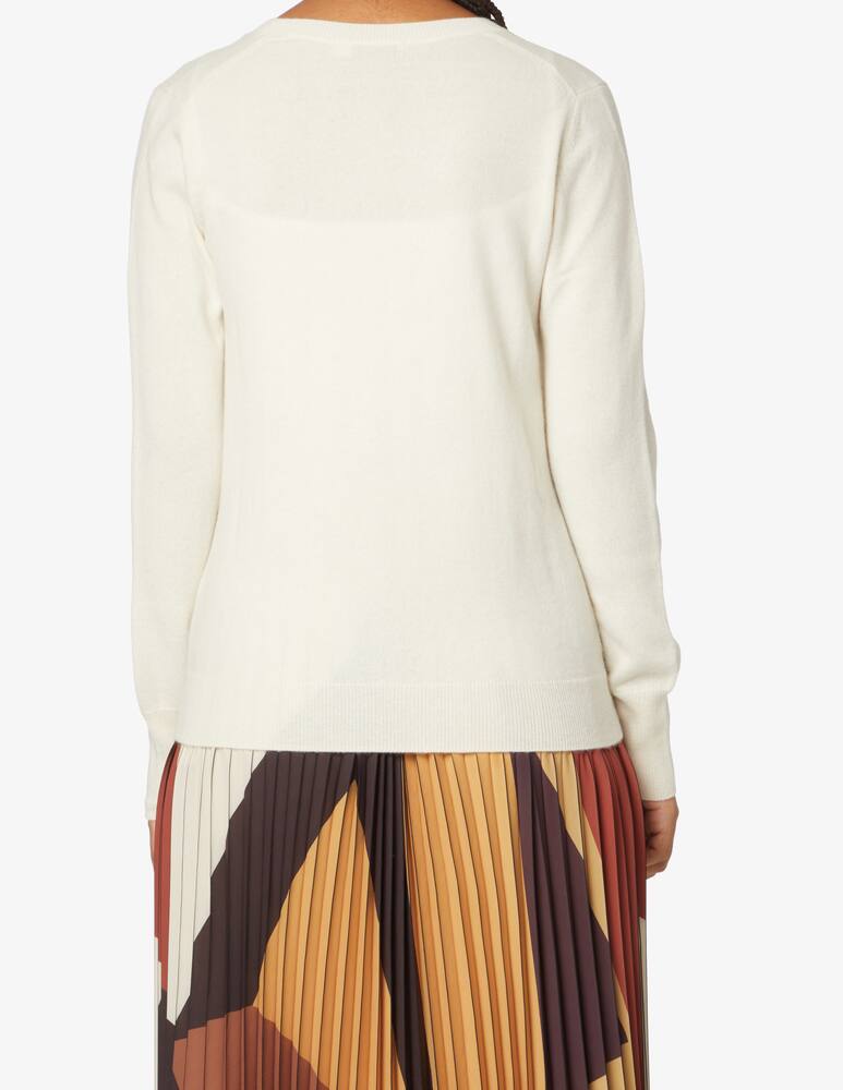 rinascente Pure Cashmere Maglione a manica lunda scollo a v - Bianco