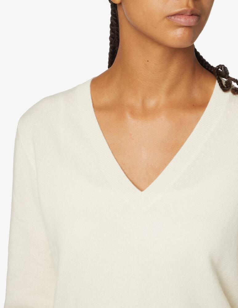 rinascente Pure Cashmere Maglione a manica lunda scollo a v - Bianco
