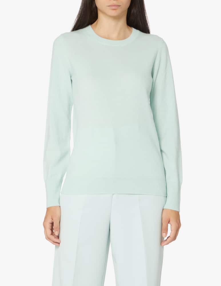 Pure Cashmere Maglione a manica lunga con costine girocollo - Verde - immagine 1
