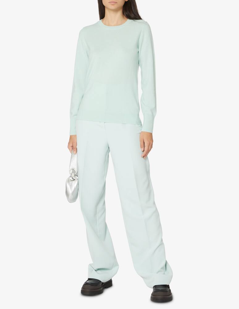 Pure Cashmere Maglione a manica lunga con costine girocollo - Verde - immagine 2