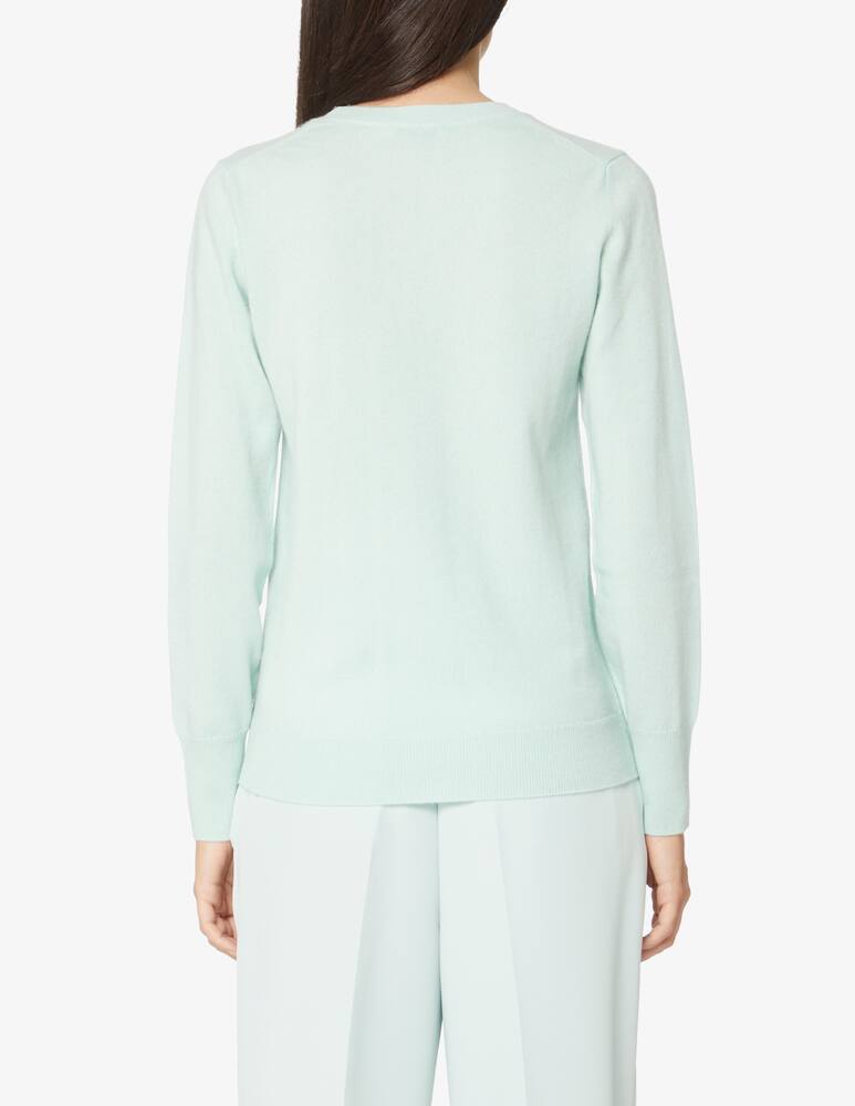 Pure Cashmere Maglione a manica lunga con costine girocollo - Verde - immagine 3