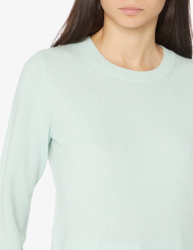 Pure Cashmere Maglione a manica lunga con costine girocollo - Verde - immagine 4