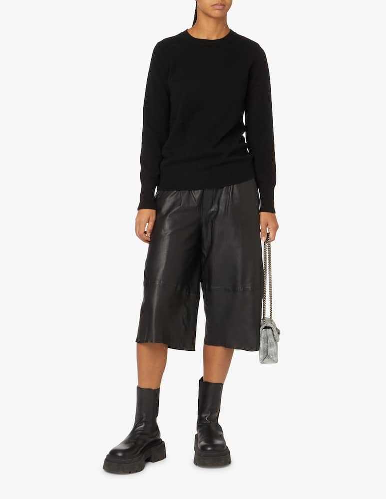 rinascente Pure Cashmere Ribbed crewneck long sleeves jumper  - Black