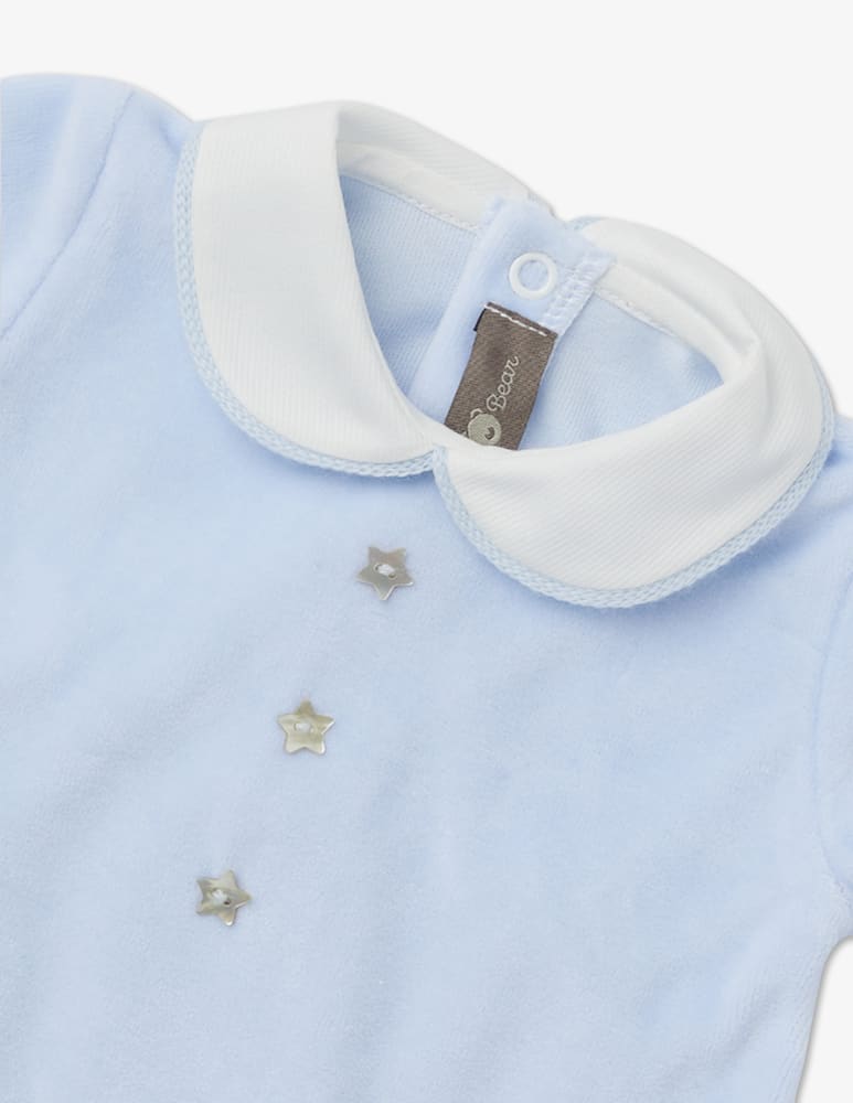 rinascente Little Bear Chenille romper with mother of pearl buttons