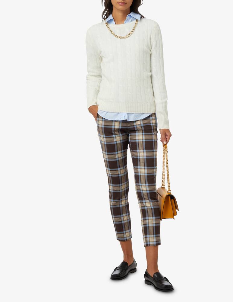 rinascente Pure Cashmere Maglione girocollo a manica lunga treccia - Bianco