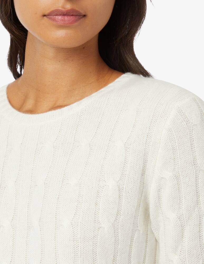 rinascente Pure Cashmere Maglione girocollo a manica lunga treccia - Bianco