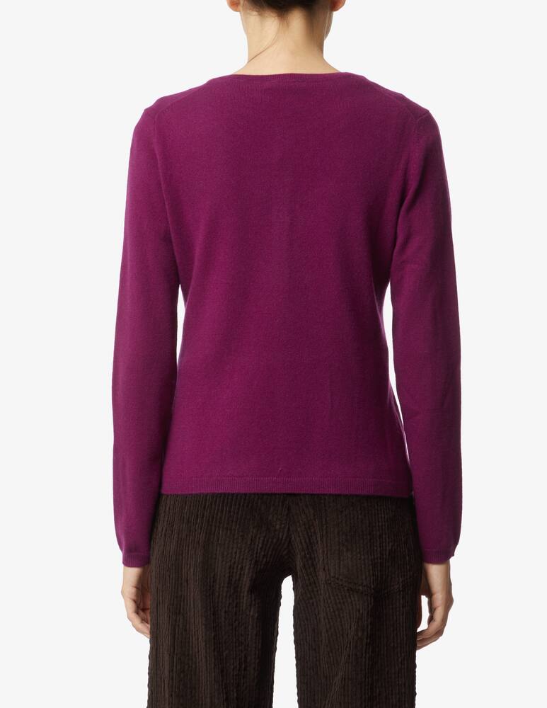 Pure Cashmere Long sleeved jumper korean neck - Violet - picture 3 Pure Cashmere Long sleeved jumper korean neck - Violet - picture 3