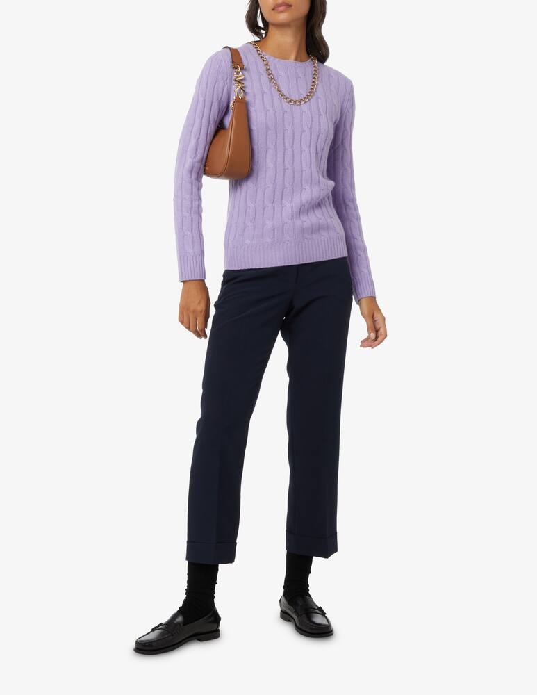 rinascente Pure Cashmere Maglione girocollo a manica lunga treccia - Lilla