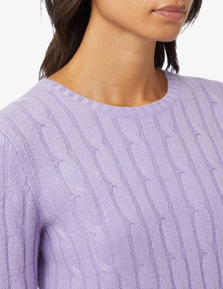rinascente Pure Cashmere Maglione girocollo a manica lunga treccia - Lilla