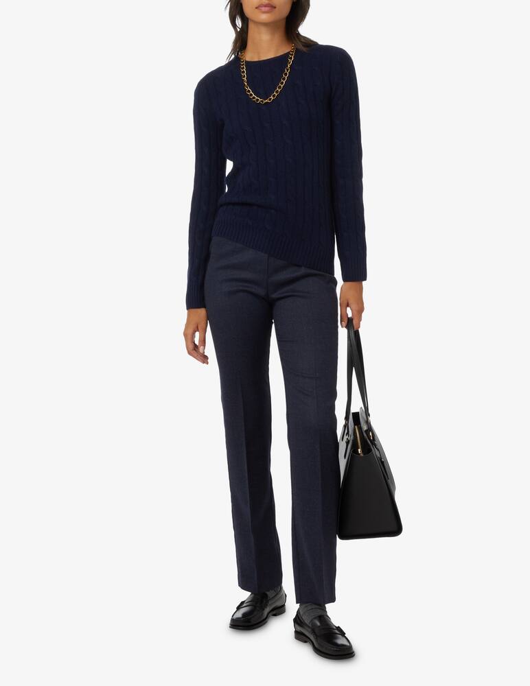 rinascente Pure Cashmere Maglione girocollo a manica lunga treccia - Blu