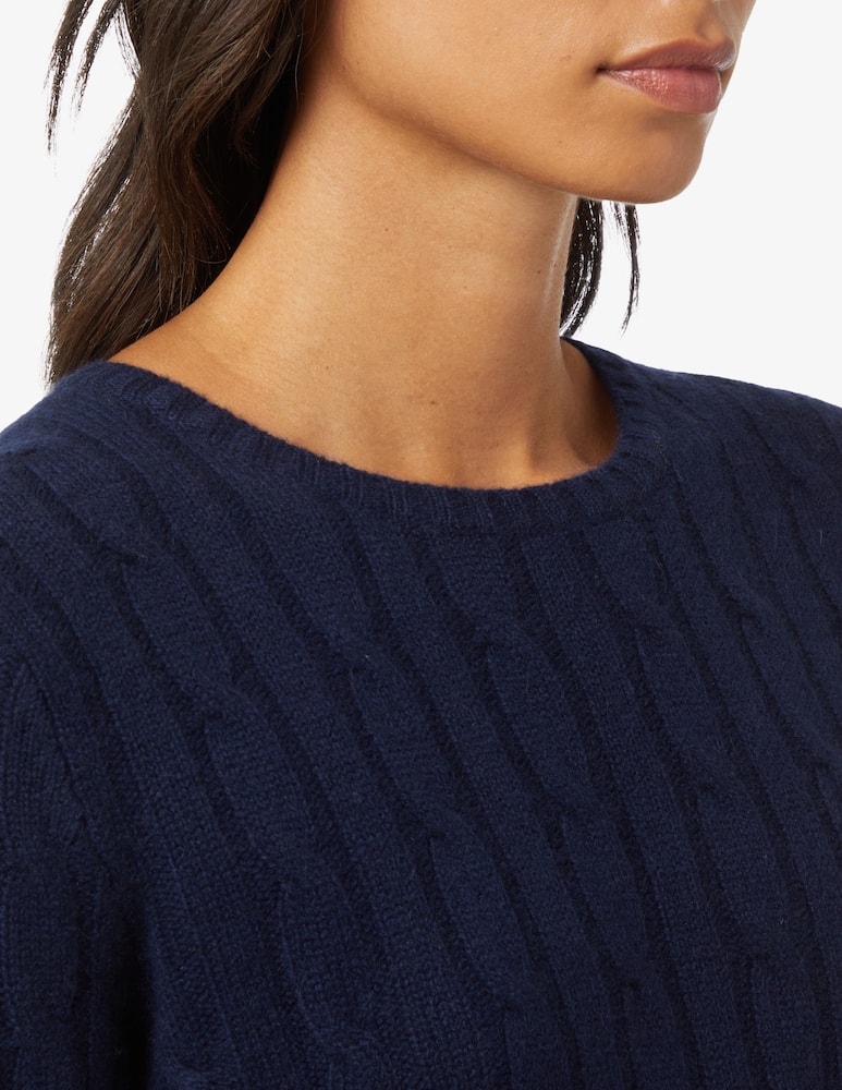 rinascente Pure Cashmere Maglione girocollo a manica lunga treccia - Blu