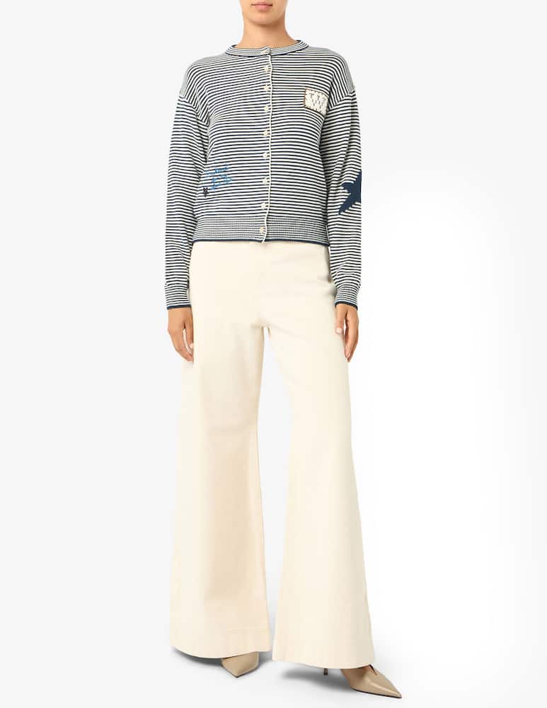 Weekend Max Mara Cardigan a righe con ricamo - immagine 2 Weekend Max Mara Cardigan a righe con ricamo - immagine 2