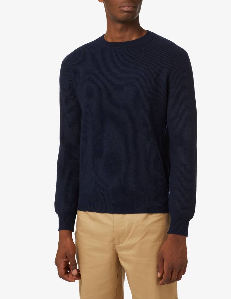 Pure Cashmere Ribbed roundneck cashmere sweater - Blue - picture 1 Pure Cashmere Ribbed roundneck cashmere sweater - Blue - picture 1