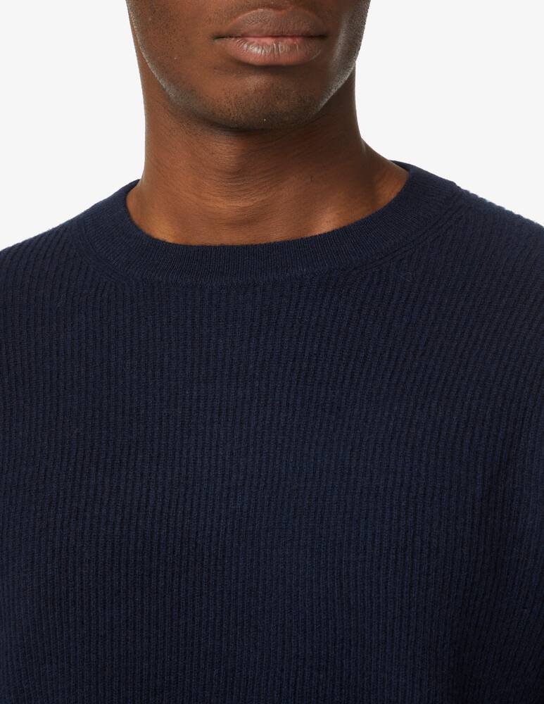 Pure Cashmere Ribbed roundneck cashmere sweater - Blue - picture 4 Pure Cashmere Ribbed roundneck cashmere sweater - Blue - picture 4