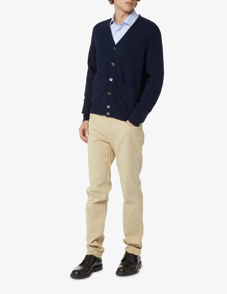 rinascente Pure Cashmere Cardigan con Bottoni  - Blu