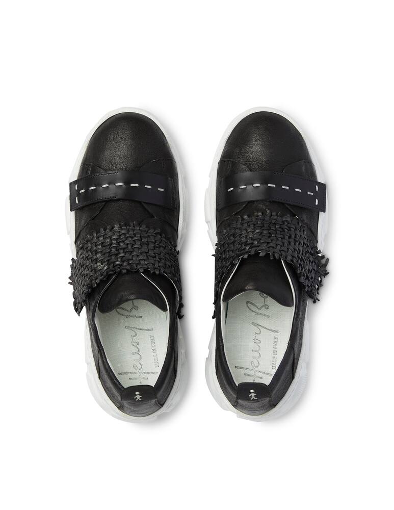 Henry Beguelin Sneakers in pelle con cinturino intrecciato - nero - immagine 3 Henry Beguelin Sneakers in pelle con cinturino intrecciato - nero - immagine 3