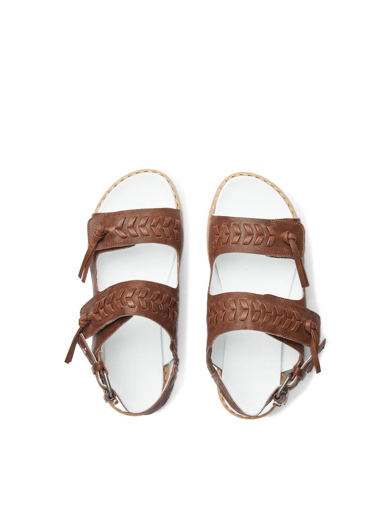 rinascente Henry Beguelin Sandali bassi in pelle con ricamo - marrone