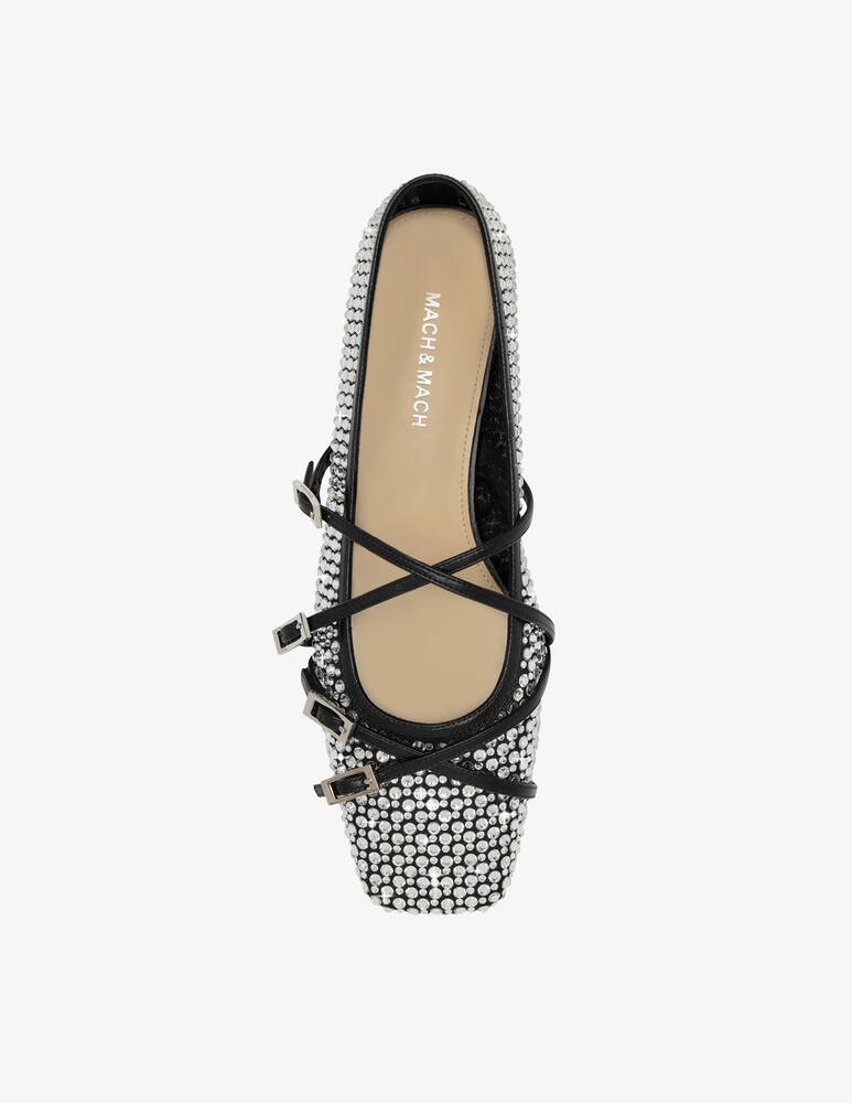 rinascente Mach & Mach Crystal net ballet flats