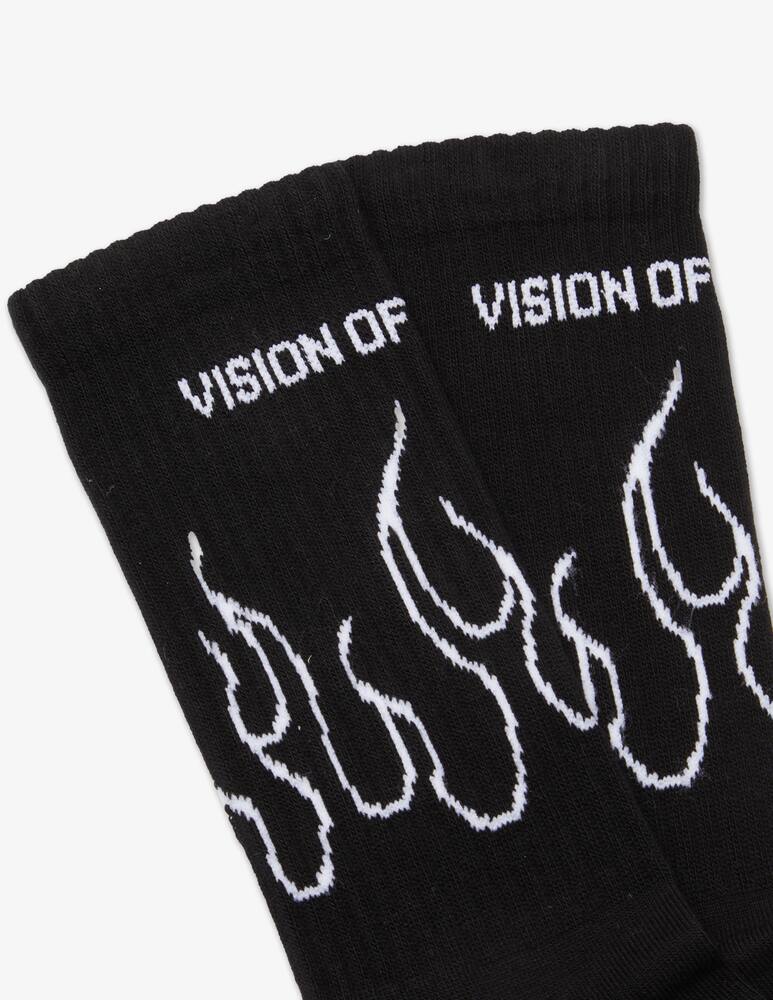 rinascente Vision of Super Calzini fiamma bianca laterale - Nero