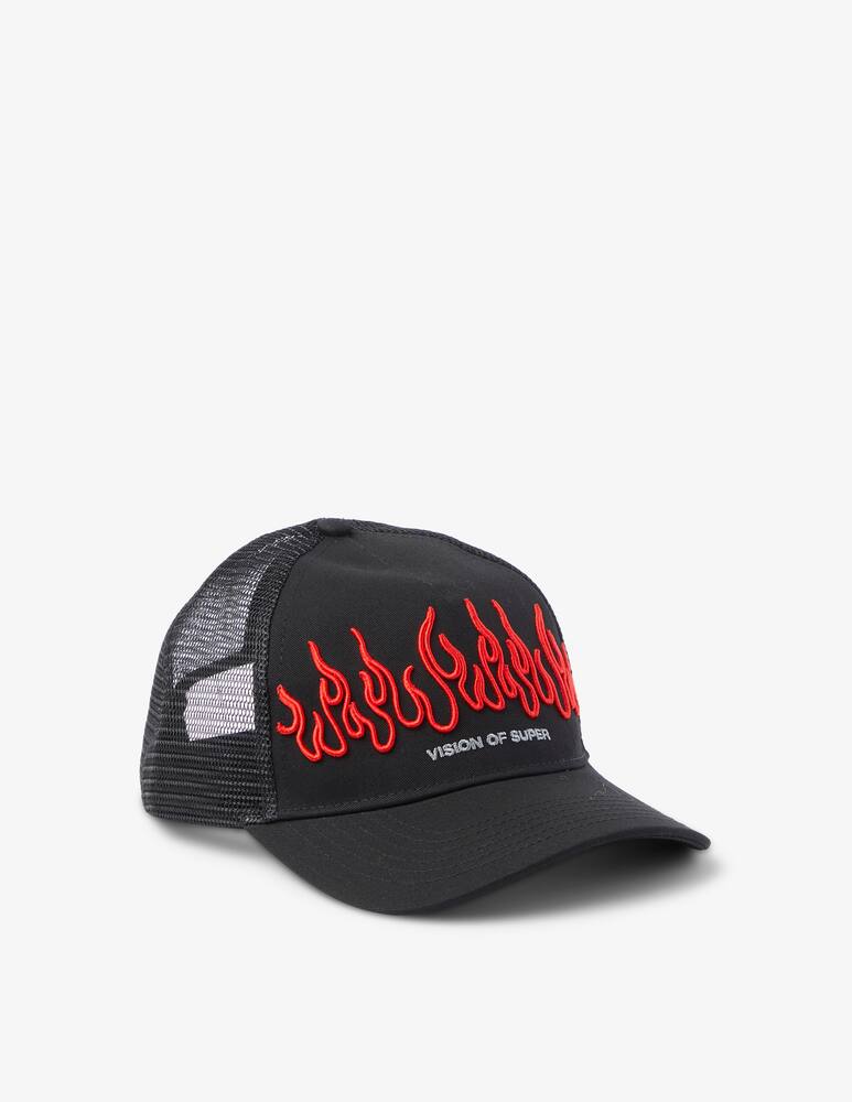 rinascente Vision of Super Cappello trucker fiamma rossa - Nero