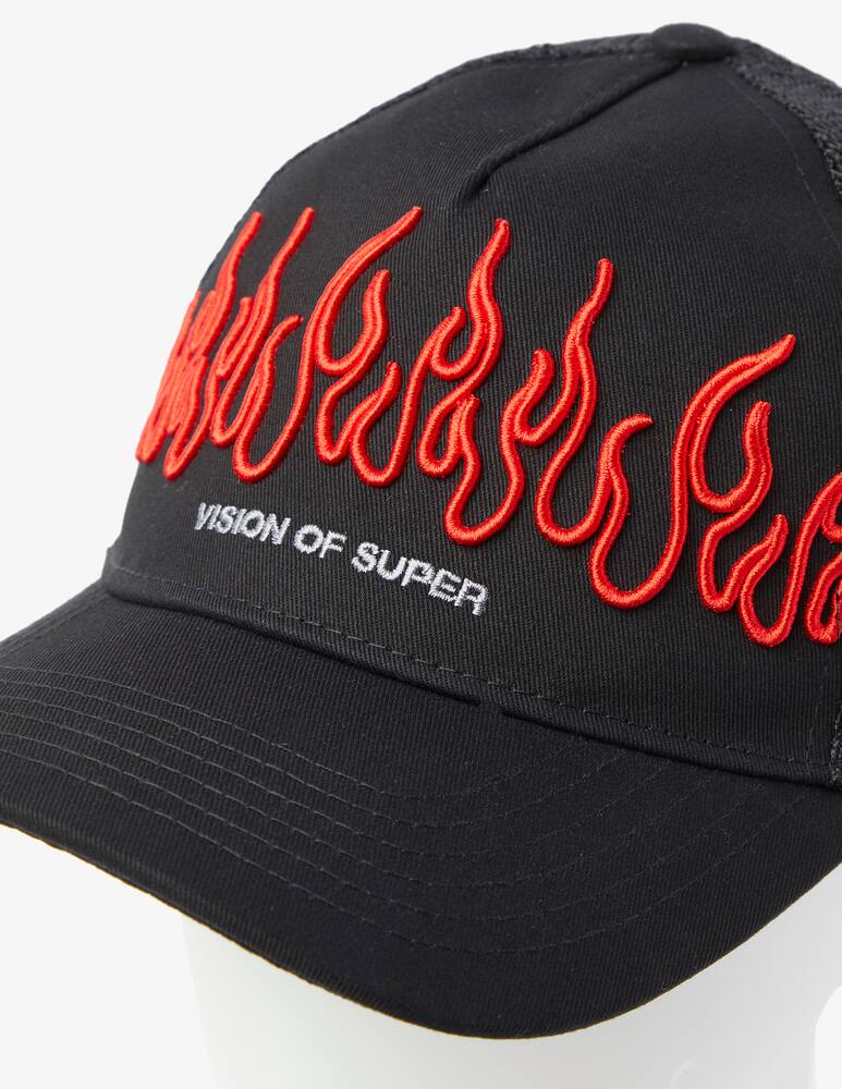 rinascente Vision of Super Cappello trucker fiamma rossa - Nero
