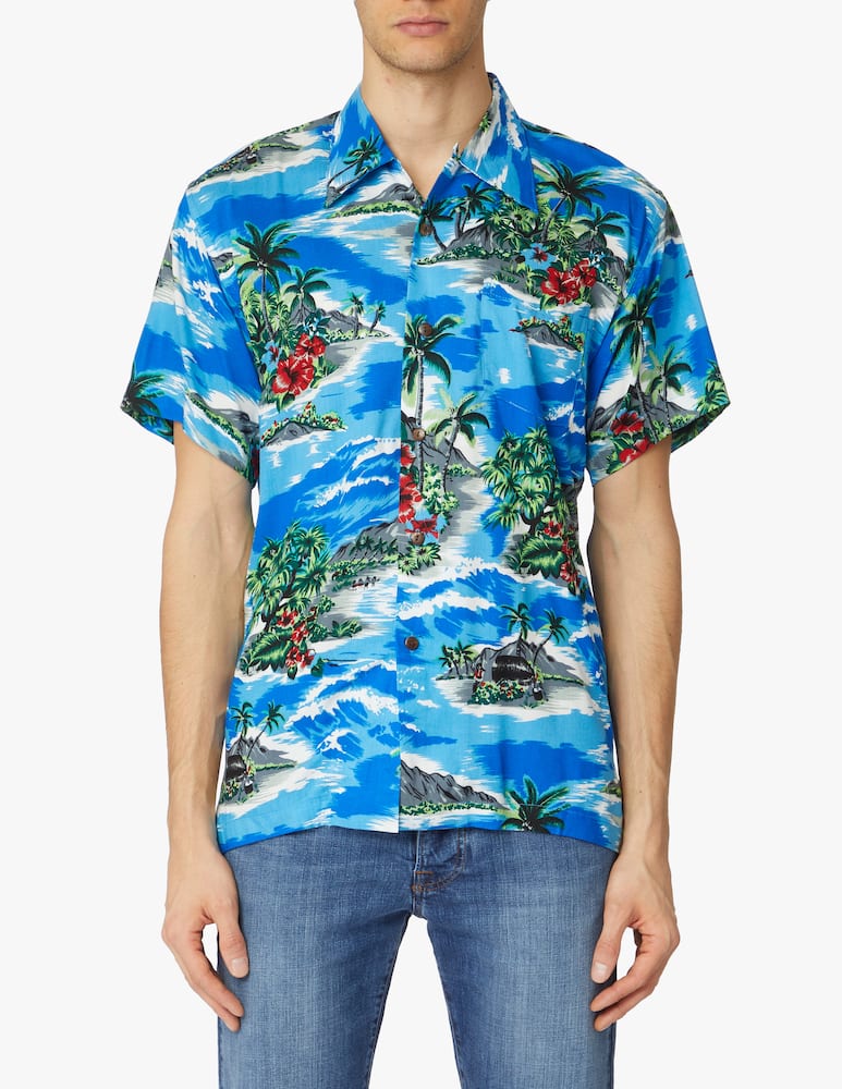 Karmakula Hawaiana palm island short sleeve shirt - light blue - picture 1 Karmakula Hawaiana palm island short sleeve shirt - light blue - picture 1