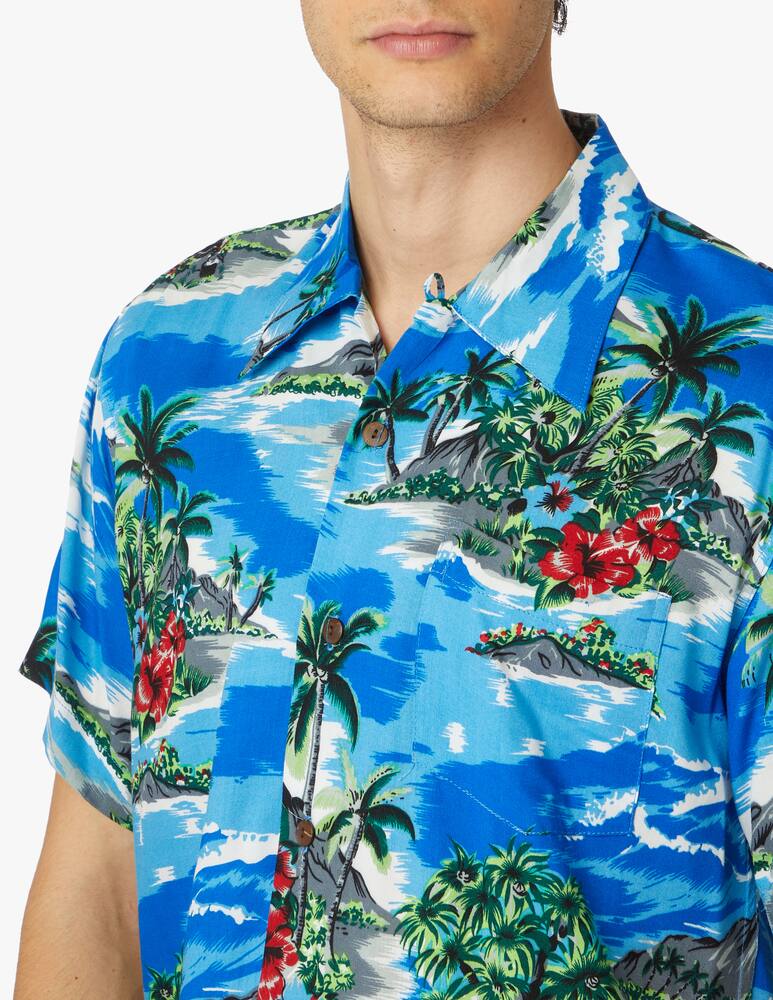 rinascente Karmakula Camicia manica corta hawaiana palm island - azzurro