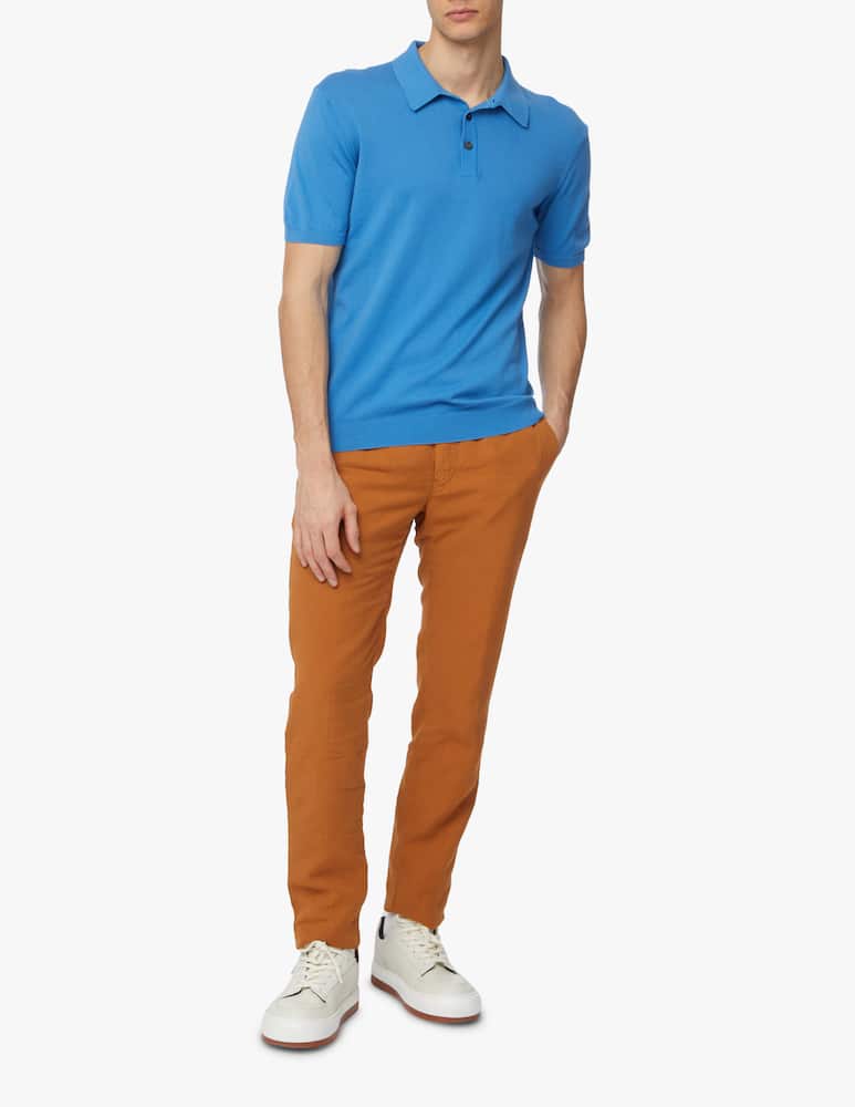 rinascente Pure Cashmere Polo manica corta in cotone - blu