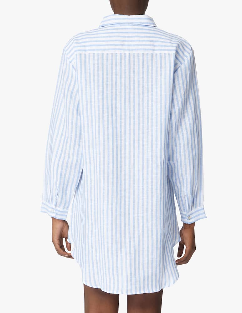 rinascente Delfina Andrea linen beach cover ups oversized shirt - light blue