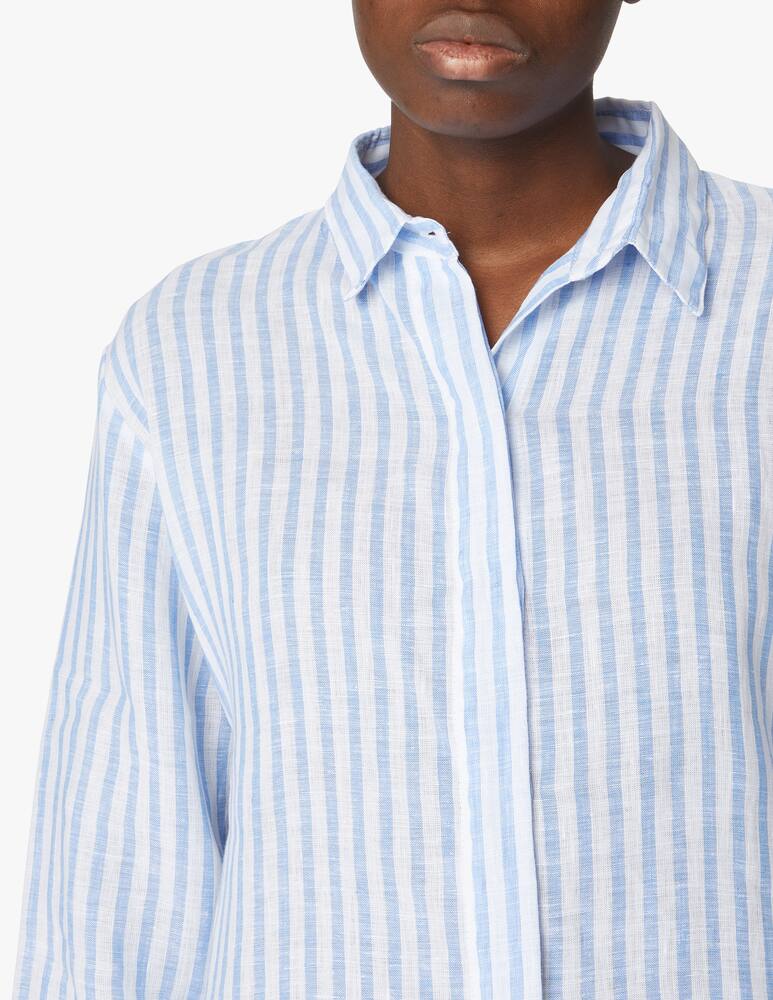 rinascente Delfina Andrea linen beach cover ups oversized shirt - light blue