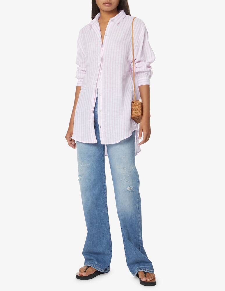 rinascente Delfina Andrea linen beach cover ups oversized shirt - violet