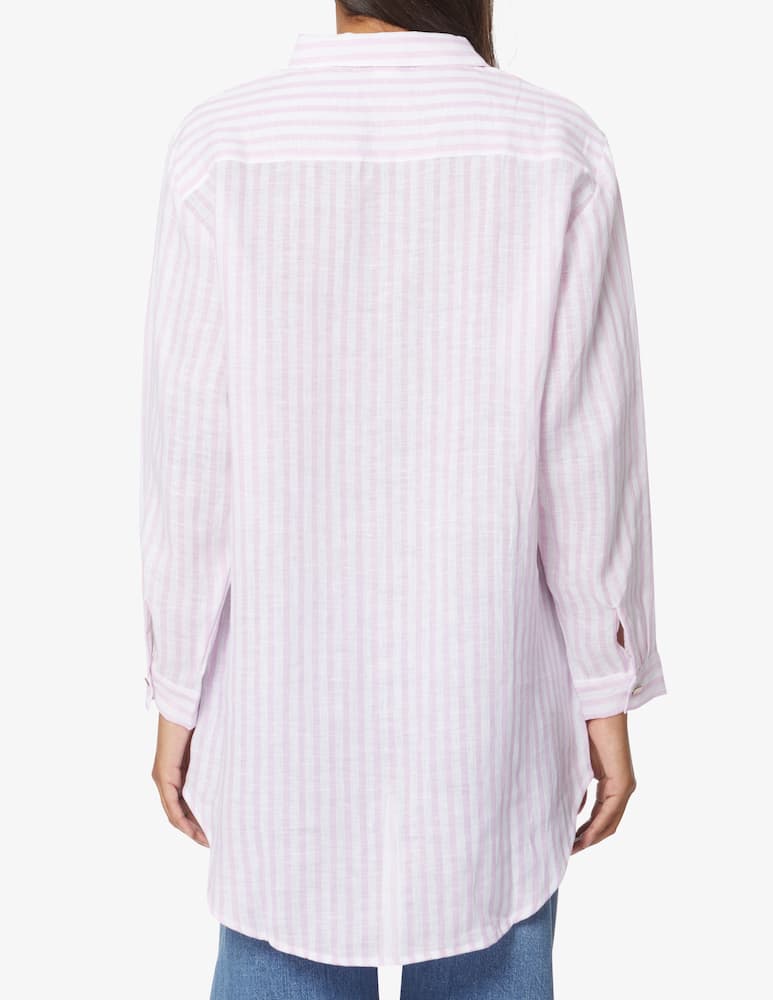 rinascente Delfina Andrea linen beach cover ups oversized shirt - violet