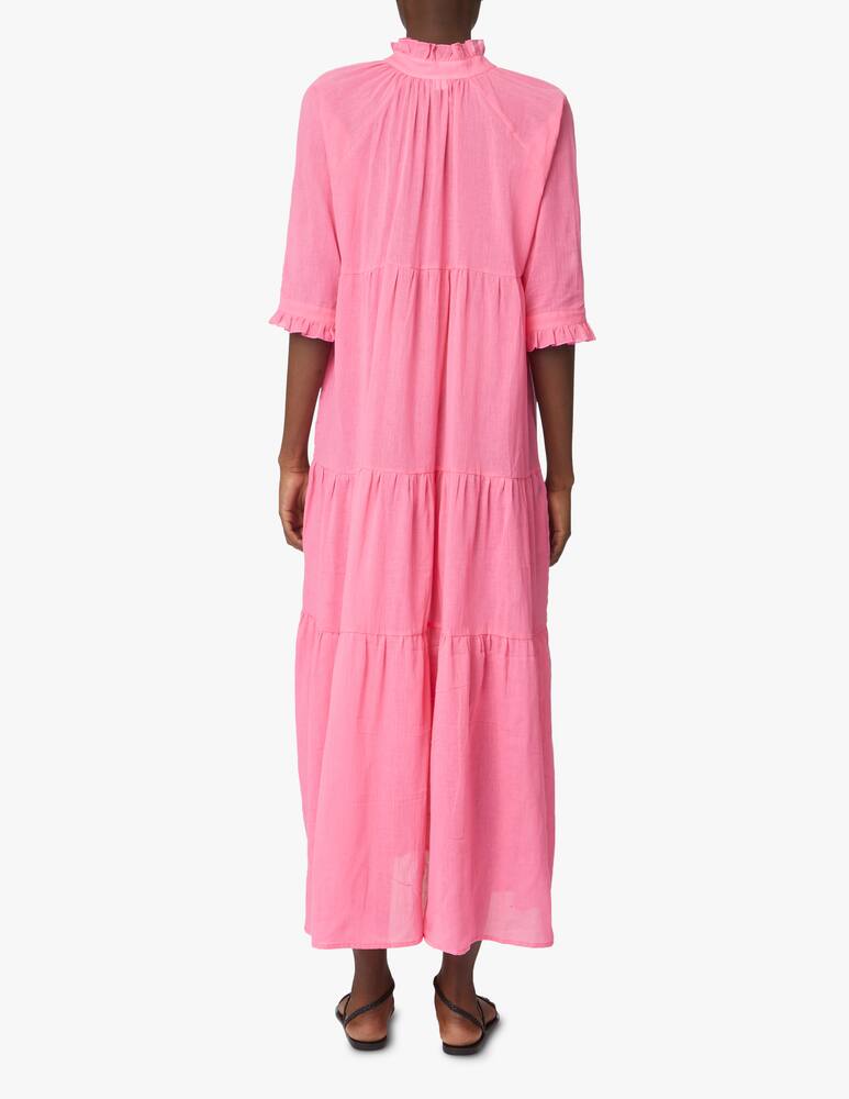 rinascente Delfina Betta Cotton long beach cover ups with flounces - pink
