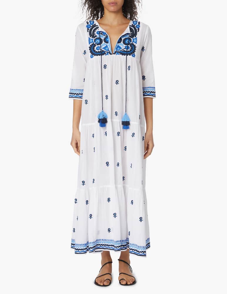 rinascente Delfina Copricostume caftano lungo in cotone Luna - bianco