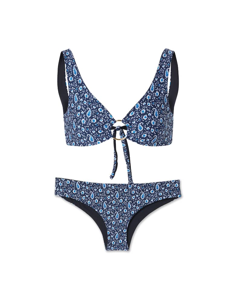 rinascente Delfina Lunetta set bikini triangle top with ring - blue