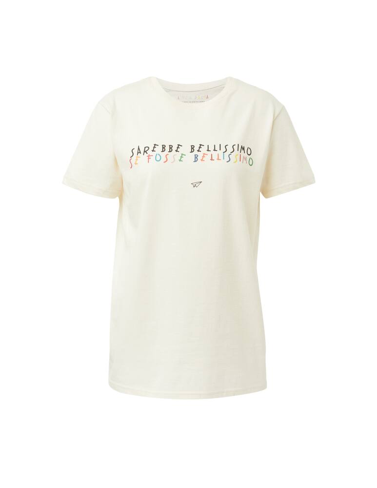 rinascente Linea Daria T-shirt Sarebbe bellissimo se fosse bellissimo - beige
