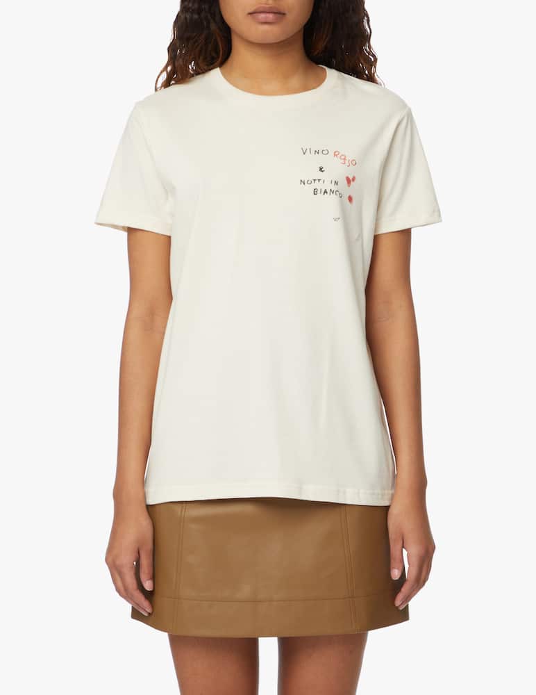Linea Daria T-shirt Vino rosso & notti in bianco - beige - picture 1 Linea Daria T-shirt Vino rosso & notti in bianco - beige - picture 1