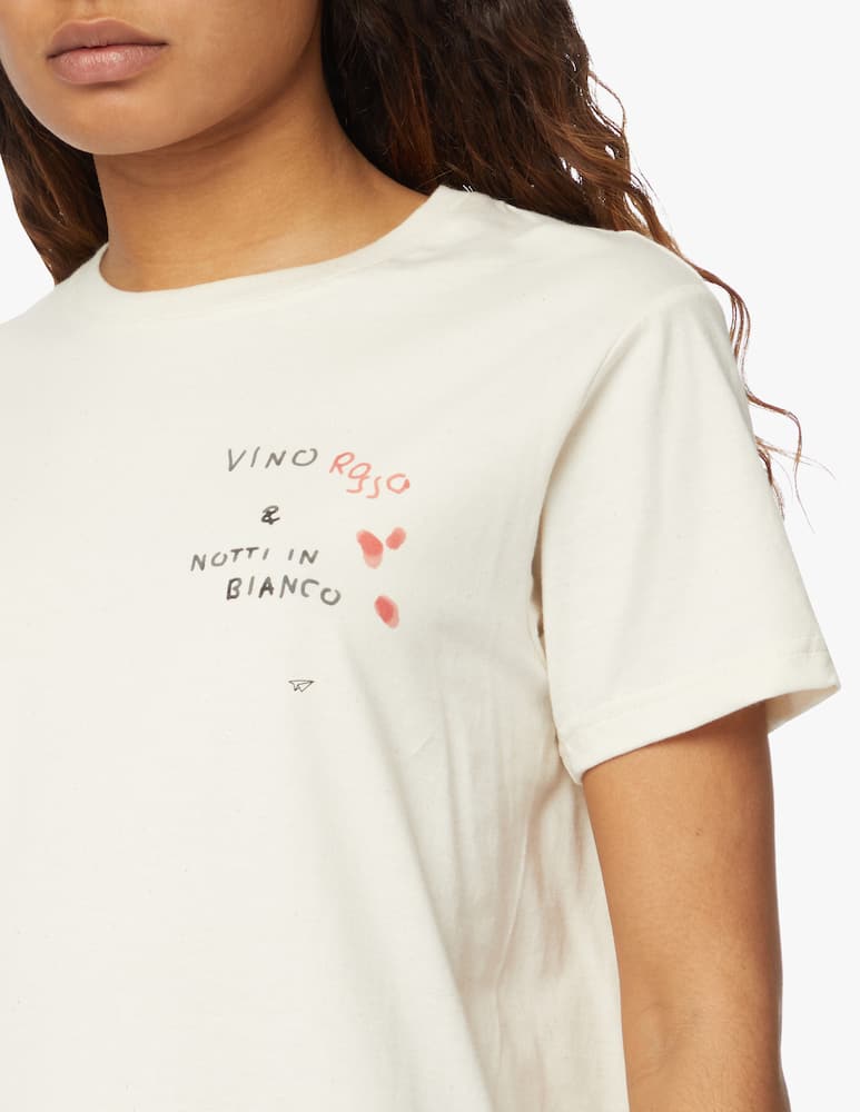rinascente Linea Daria T-shirt Vino rosso & notti in bianco - beige