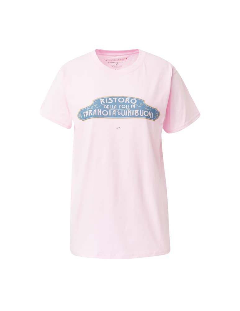 rinascente Linea Daria T-shirt Ristoro della follia paranoia e vini buoni - rosa